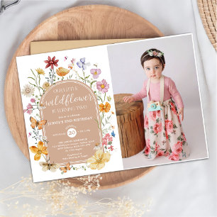 Girl Wildflower 2nd Birthday Party Photo Invitation