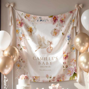Girl Wildflower Baby Shower Backdrop Tapestry