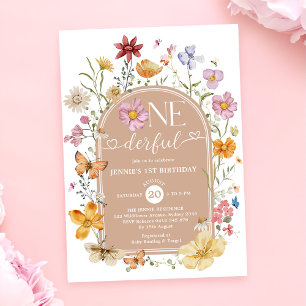 Girl Wildflower Onederful 1st Birthday Party Invitation
