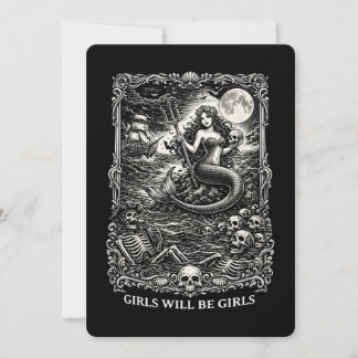 Girl Will Be Girls Female Mytical Mermaid Siren Fu Invitation
