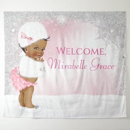 Girl Winter Wonderland Baby Shower Backdrop