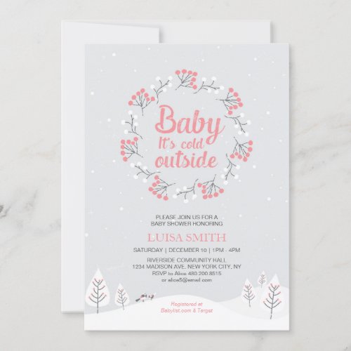 Girl Winter Wonderland Baby Shower Sprinkle Card