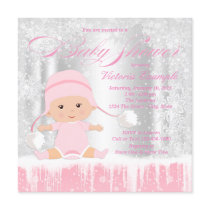 Girl Winter Wonderland Snow Baby Shower Invitation