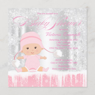Girl Winter Wonderland Snow Baby Shower Invitation