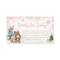 Girl Winter Woodland Baby Shower Books for Baby Enclosure Card