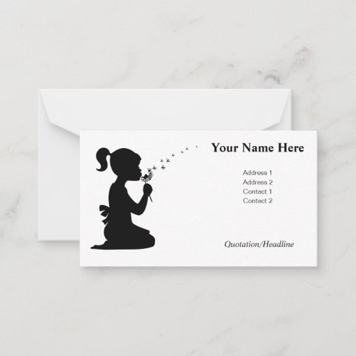 Customizable Girl wishing and blowing a dandelion flower business card template
