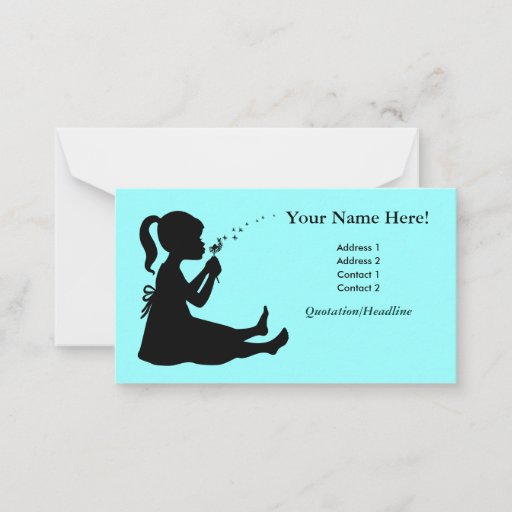 Customizable Girl wishing and blowing a dandelion flower business card