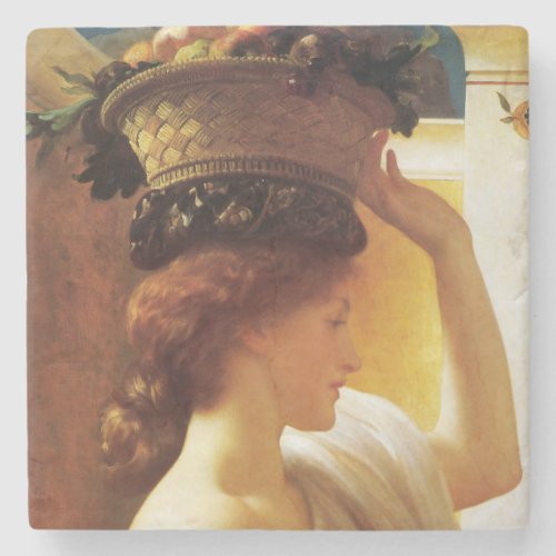 Girl With a Basket of Fruit by Frederic Leighton Stone Coaster