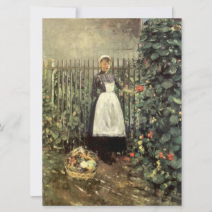 Girl With a Basket of Vegetables in a Garden Card