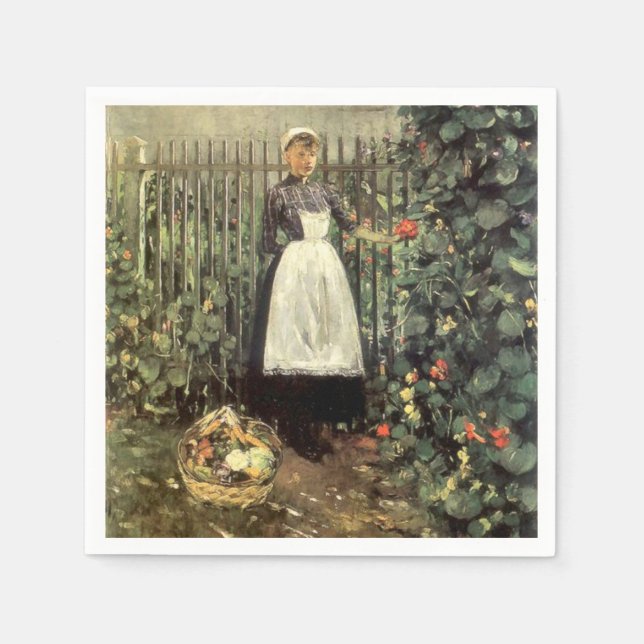 Girl With a Basket of Vegetables in a Garden Napkins (Front)