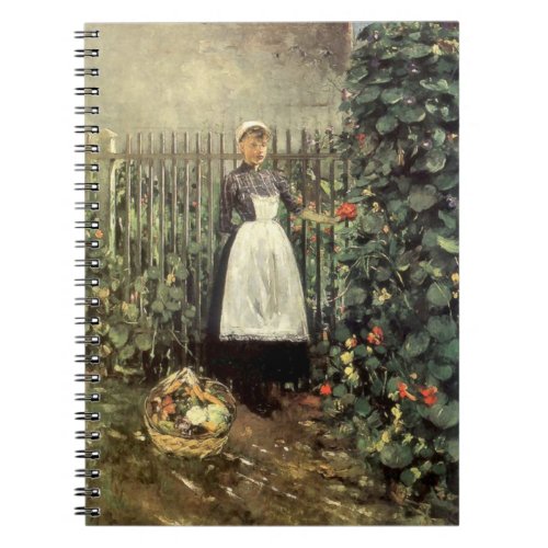 Girl With a Basket of Vegetables in a Garden Notebook