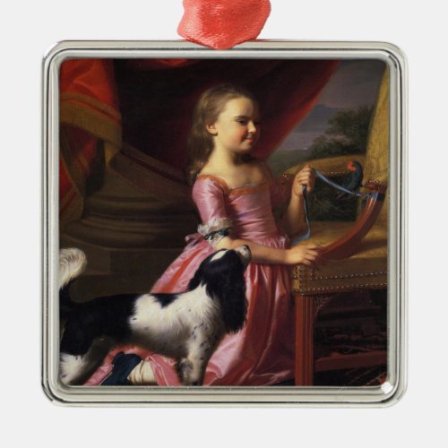 Girl with a Bird and a Dog John Singleton Copley Metal Ornament