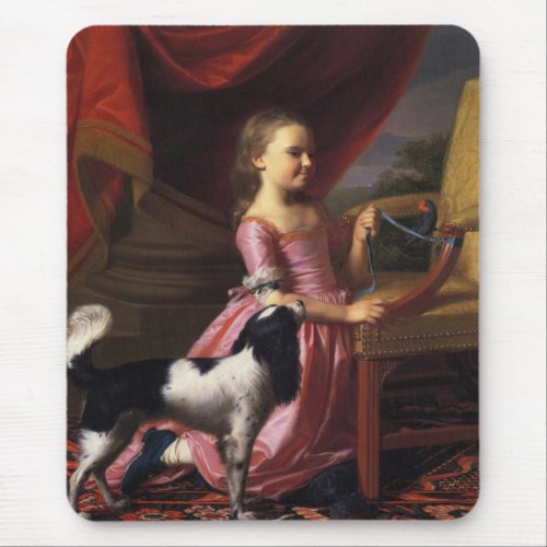 Girl with a Bird and a Dog John Singleton Copley Mouse Pad