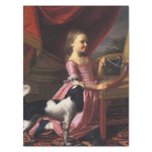 Girl with a Bird and a Dog John Singleton Copley Tissue Paper