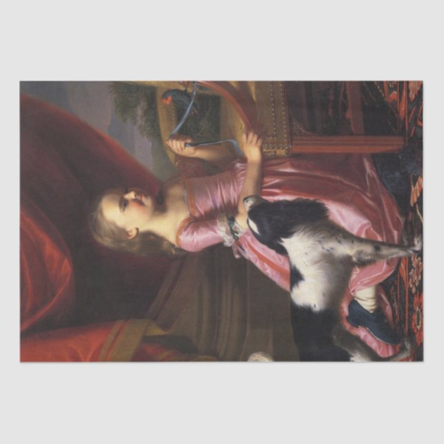 Girl with a Bird and a Dog (John Singleton Copley) Tissue Paper (Front)