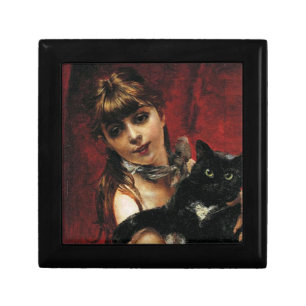 Girl With a Black Cat in Her Arms Gift Box