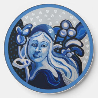 Girl with a blue hat art  wireless charger 