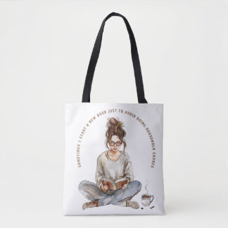 Girl with a book. Vintage. A girl reading Tote Bag