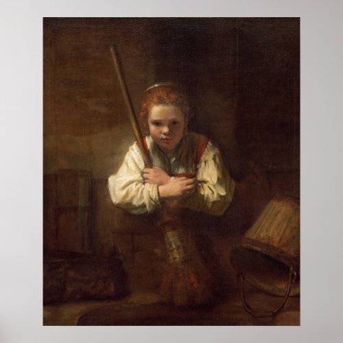 Girl with a Broom _ Rembrandt Fine Art Poster