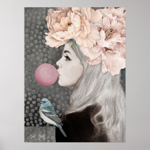 Girl with a Bubble Gum, Artwork Archival Poster