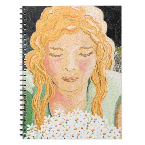 girl with a bunch of daisies notebook