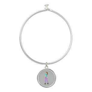 girl with a bunny tail bangle bracelet