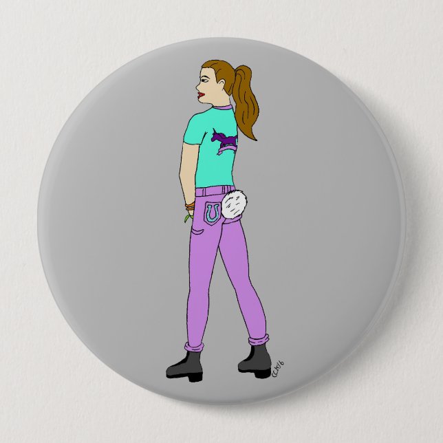 girl with a bunny tail   button (Front)