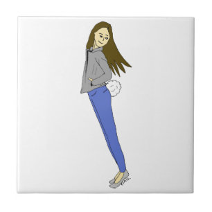girl with a bunny tail  ceramic tile