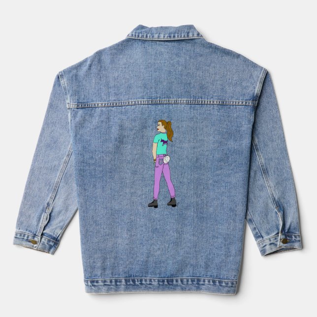 girl with a bunny tail   denim jacket (Back)
