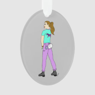 girl with a bunny tail ornament