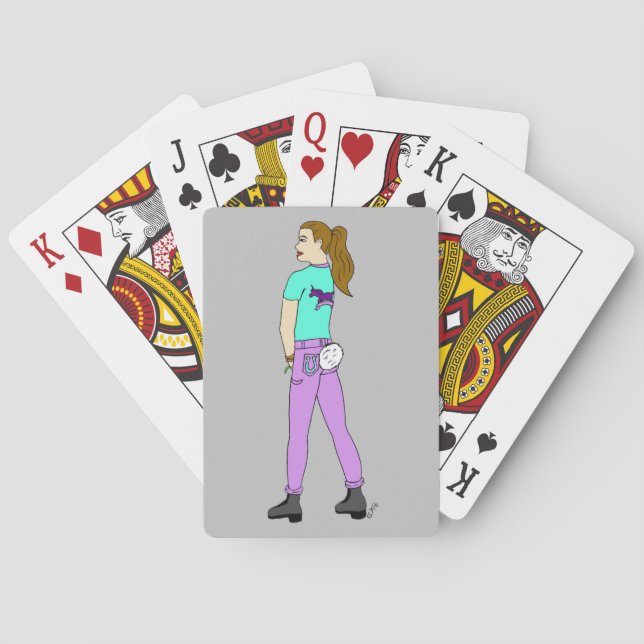 girl with a bunny tail   poker cards (Back)