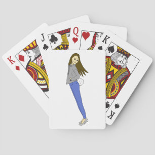 girl with a bunny tail poker cards