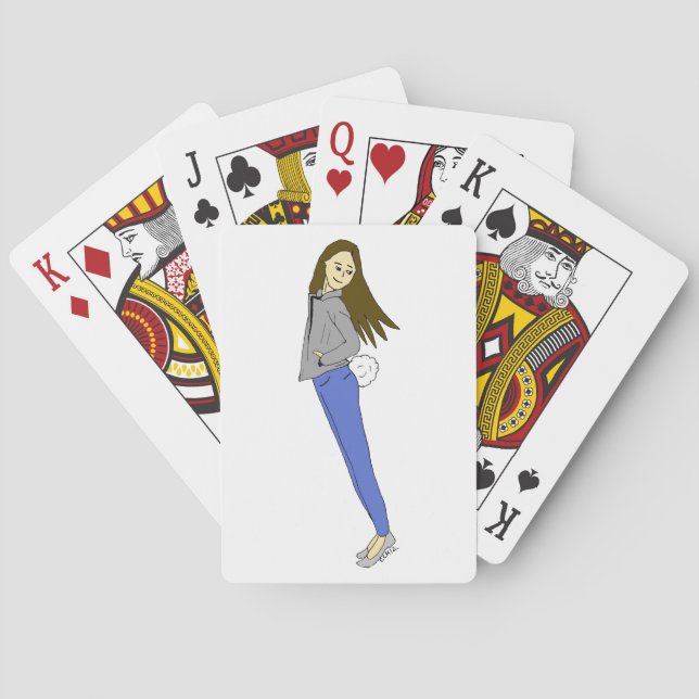 girl with a bunny tail poker cards (Back)