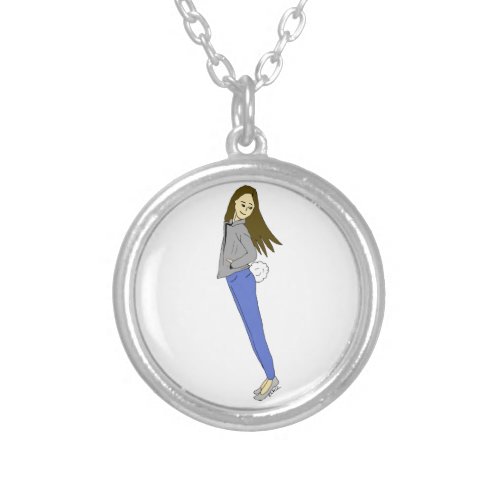girl with a bunny tail   silver plated necklace