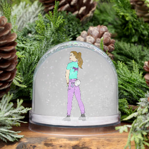 girl with a bunny tail snow globe