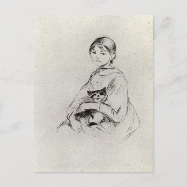 Girl with a Cat by Berthe Morisot Postcard (Front)
