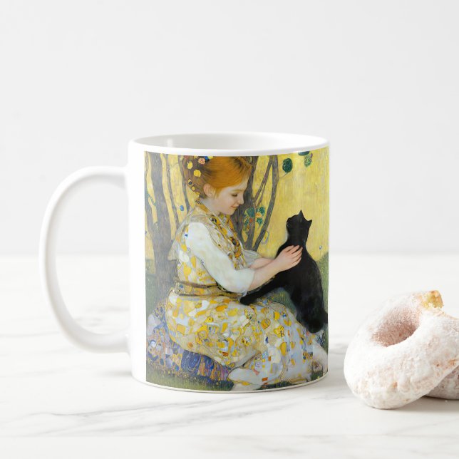 Girl with a Cat Coffee Mug (With Donut)