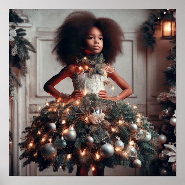 Girl with a Christmas tree dress Poster (Front)