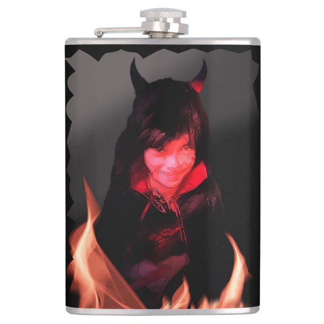 Girl with a Devilish Smile Flask (Front)