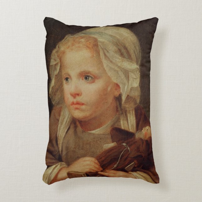 Girl with a Doll Decorative Pillow (Front(Vertical))
