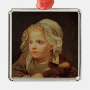 Girl with a Doll Metal Ornament