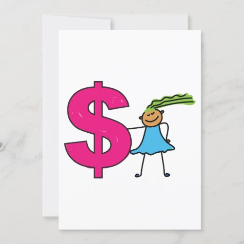 Girl With A Dollar Sign Invitation