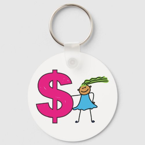 Girl With A Dollar Sign Keychain