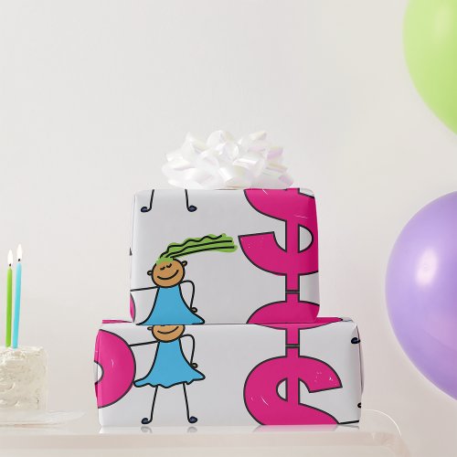 Girl With A Dollar Sign Wrapping Paper
