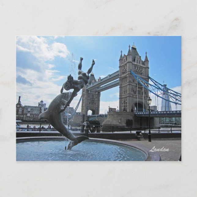 Girl with a Dolphin and Tower Bridge postcard (Front)