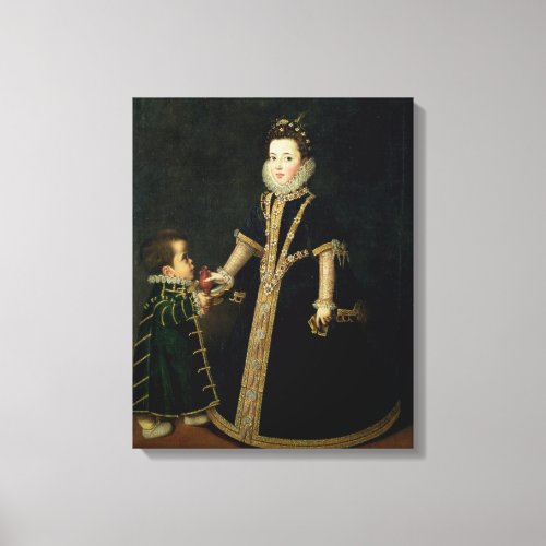 Girl with a dwarf thought to be a portrait canvas print