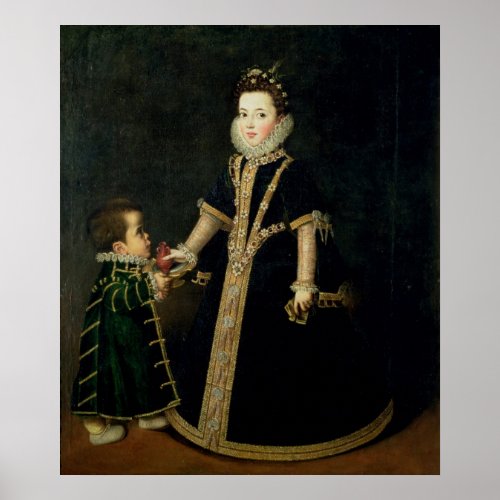 Girl with a dwarf thought to be a portrait poster