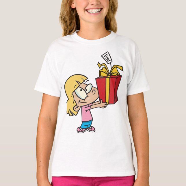 Girl With A Fathers Day Gift Girls T-Shirt (Front)