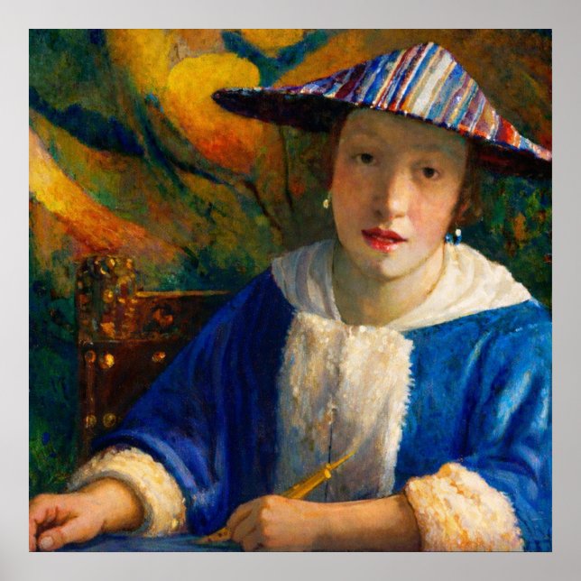 Girl with a Flute by Johannes Vermeer Poster (Front)