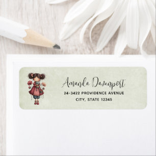 Girl with A Frog Doll Cute Whimsical Address Label